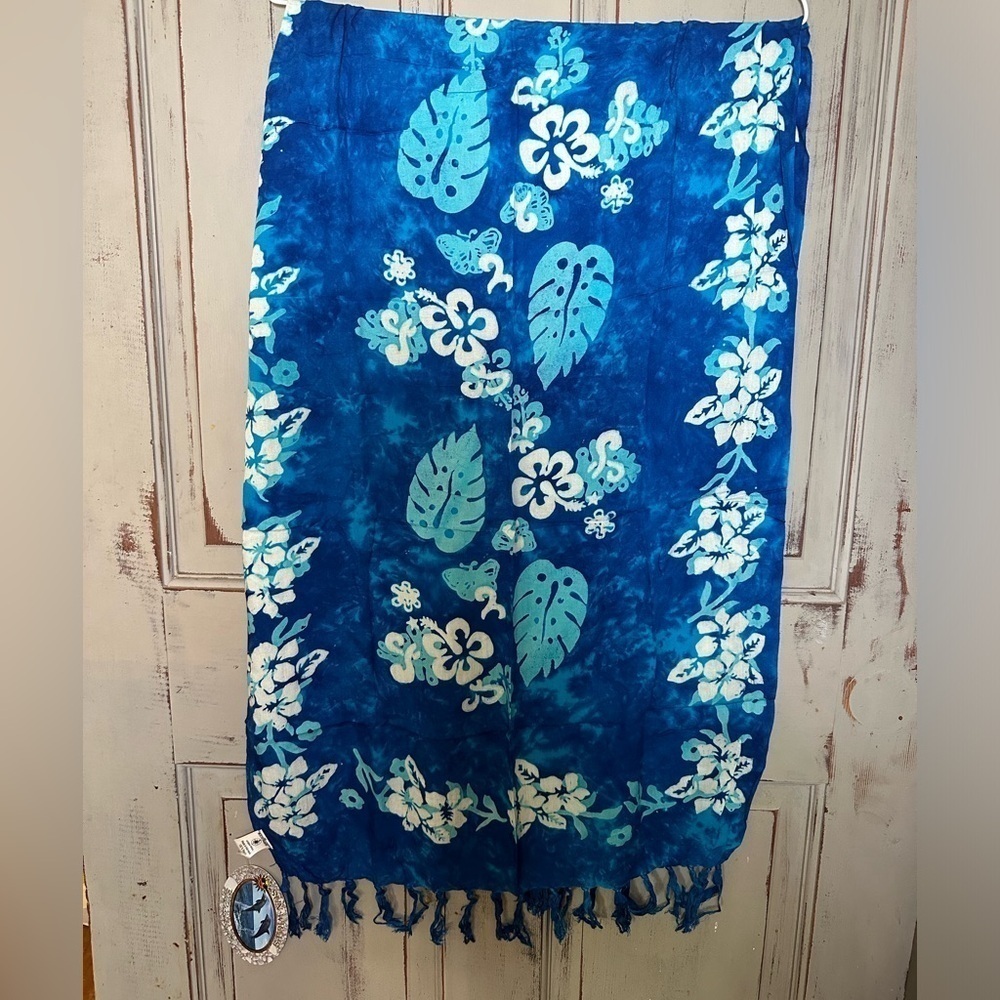 Vintage 90’s Beachcombers Beach Sarong Sun Wrap Hawaiian Blue Tropical